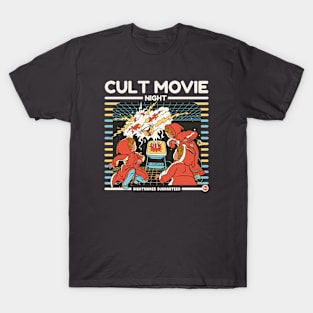 Cult Movie Night Funny Retro Illustration Occult Scary Movie T-Shirt